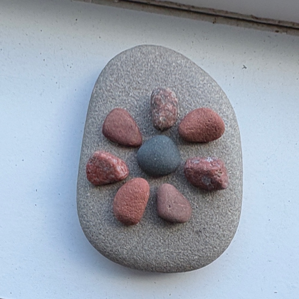 Decorative Stone with Red and Gray Pebbles